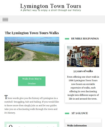 Historical and tourist information website for Lymington Town Tours by Cyber Team